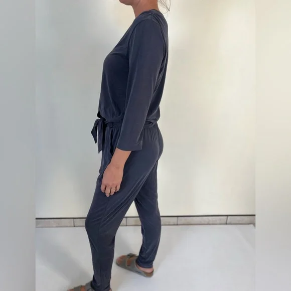 LOLE dark charcoal gray jumpsuit size S long sleeve casual soft - Picture 2 of 3